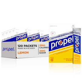 Propel Electrolyte Enhanced Water Drink Mix Powder Packets, Lemon, Zero Calorie & Zero Sugar Hydration with Electrolytes and Vitamins C & E (120 Packets)