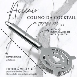 Fackelmann Colino per cocktail, materiale in acciaio inox, per filtrare con facilità frutta, spezie ed erbe in infusione nei drink, lavabile in lavastoviglie, dimensione 21,5x10 cm