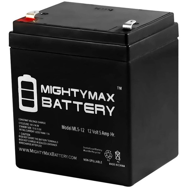 ML5-12 - 12 Volt 5 AH Rechargeable SLA Battery - Mighty Max Battery Brand Product