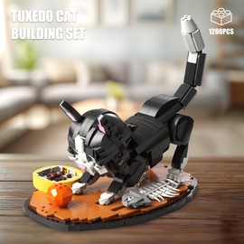 Xbert Tuxedo Cat Building Set for Adult - Animal Black Cat Building Kit, Collectible Animals Display Model for Home Office Decor,Creative Gift for Women Girls Ages 8-12(1200 PCS)