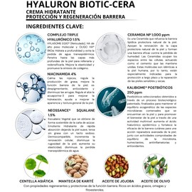 HYALURON BIOTIC-CERA Crema Hidratante Facial Protección y Regeneración de la Función Barrera de la Piel Relleno de Arrugas, 50 ml