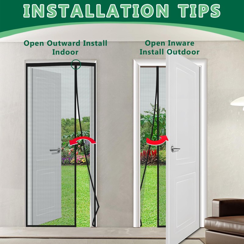 Side Opening Screen Door Mesh, Fit Door Size 38 x