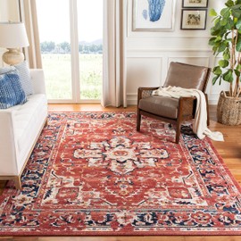 SAFAVIEH Area Rug 8x10 - Charleston Collection - Large - Red & Ivory, Oriental Distressed Design, Non-Shedding & Easy Cleaning, Ideal for Living Room, Bedroom, Office, Dining Space (CHL411Q)