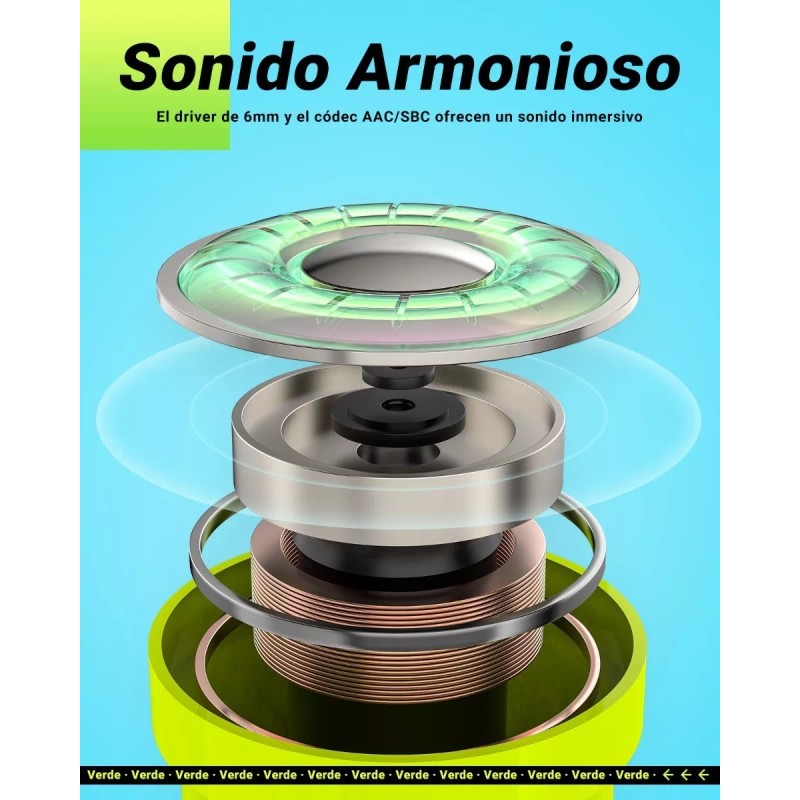 Acefast Audifonos Inalámbricos Pantalla Digital Reducción Ruido Ipx4 Color Verde