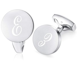 HONEY BEAR Letters Initials Letter Cufflinks Men's Stainless Steel Wedding Cufflinks Cuff Links Brushed Silver, Reusable, silver