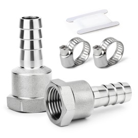 ERGAOBOY 2 Pcs Hose Barb Fittings, 6 MM Barb to 1/4 BSP Female BSP Fittings, 304 Stainless Steel Compression Fitting for Water, Industrial