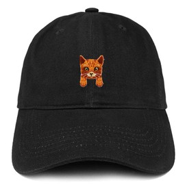 Trendy Apparel Shop Orange Bengal Cat Kitten Patch Low Profile Soft Cotton Baseball Cap, Black, One Size