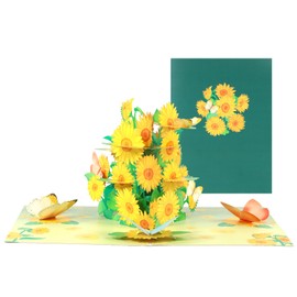 Paper Spiritz Pop Up Card Sunflowers and Butterflies Birthday Card for Mom Wife Grandmother Sisiter, Thank You Card Anniversary Card Thinking Of You Card