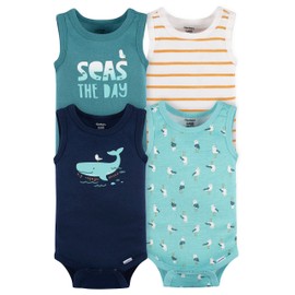 4-Pack Baby Boys Seas The Day Sleeveless Onesies® Bodysuits 3-6M