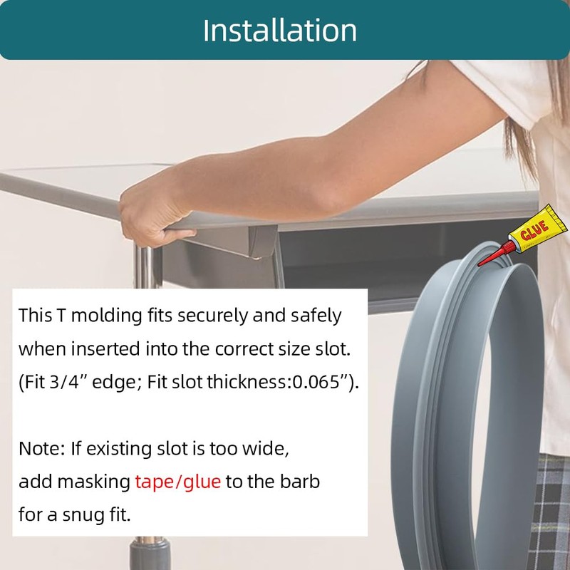 Tintvent T Rubber Trim Molding, Fit 1/2 inch Edge, Edging