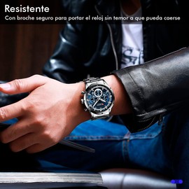CURREN | Reloj de Pulsera para Hombre, Análogo, con Fechador, Cronógrafo, Robusto y Extensible de Acero Inoxidable, Elegante y Moderno, Broche a Presión