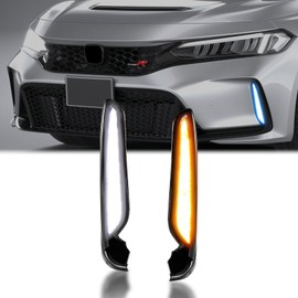 Fancemot - Luces antiniebla LED para parachoques delantero (DRL), color ámbar, luces de haz bajo, color azul, compatible con Honda Civic tipo R 2023-2025