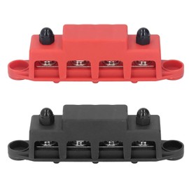 Power Distribution Block with Pin, 4 Terminal M8 Brass Board, 2Pcs Bus Bar for Automobile