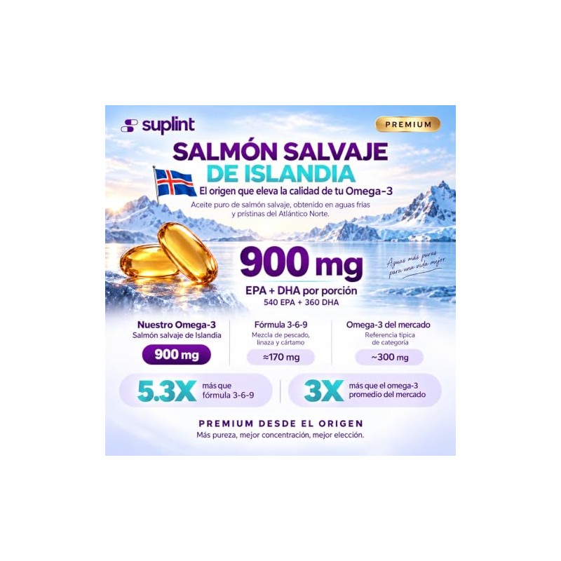 Omega 3 Aceite de Salmón 3000mg por Porción 540mg EPA