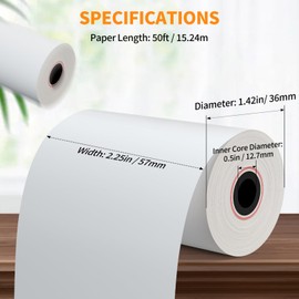 PAPRMA 2 1/4'' x 50' Thermal Receipt Paper 50 Rolls, 2.25x50ft Receipt Roll Cash Register Paper - For Credit Card Machine POS Terminal Clover Mini Verifone