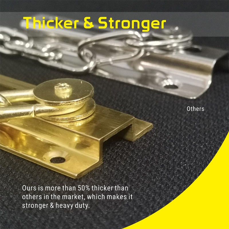 Security Door Chain Guard Solid Brass, Heavy-Duty Home Security, Sturdy