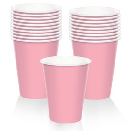 HOME & HOOPLA Solid New Pink Disposable Beverage Party Cups, 9 Ounce Size, 20 Count