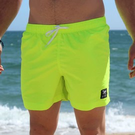 Dressed in Music Play with ME Men's Short Quick-Dry Swim Trunks - Surf Monkey® Volley, Lemon Tree, L