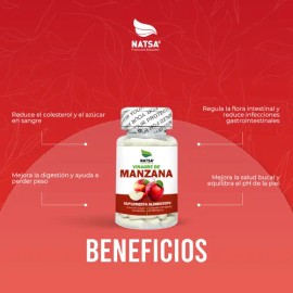 Vinagre De Manzana 100 Cápsulas, Regula niveles de Colesterol y Azúcar, Mejora tu digestión, Pérdida de Peso, Regula tu Flora Intestinal, Mejora Salud