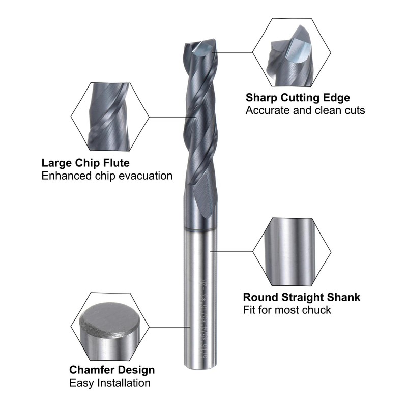 QUARKZMAN 2 Pieces Milling Cutter 5/16 Inch x 1-1/4 Inch