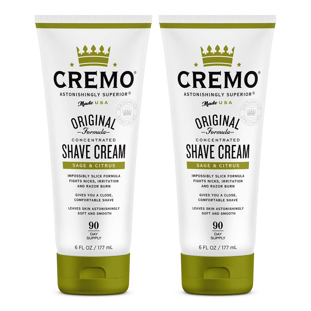 Cremo Barber Grade Sage & Citrus Shave Cream, Astonishingly Superior Ultra-Slick Shaving Cream Fights Nicks, Cuts and Razor Burn, 6 Oz (2-Pack)