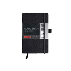 Herlitz 10789444 Geschäftsbuch, Lederoptik, schwarz, liniert, A6, 96 Blatt,Inhaltspapier 80g/m² Notizbuch Classic Collection