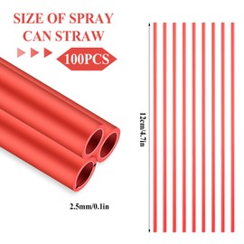 TIESOME Spray Can Straws, 100 PCS Red Extension Straws for Cans Plastic Replacement Spray Can Tip 4.7 Inches Replacement Spray Can Extension Straw for Automotive Lubricant