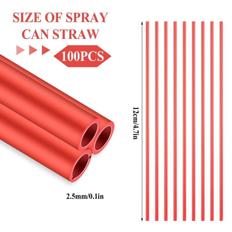 TIESOME Spray Can Straws, 100 PCS Red Extension Straws for