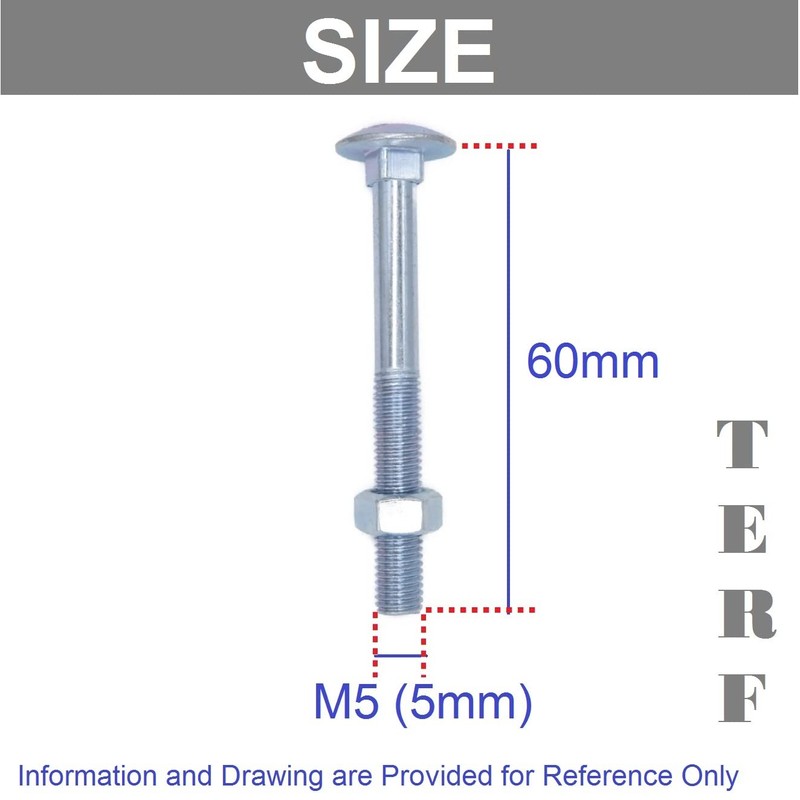 TERF® M5 X 60mm Cup Square Carriage Bolt and Nut