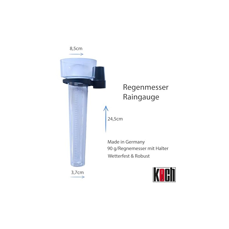 Generisch Koch Rain Gauge Transparent with Holder for Post or