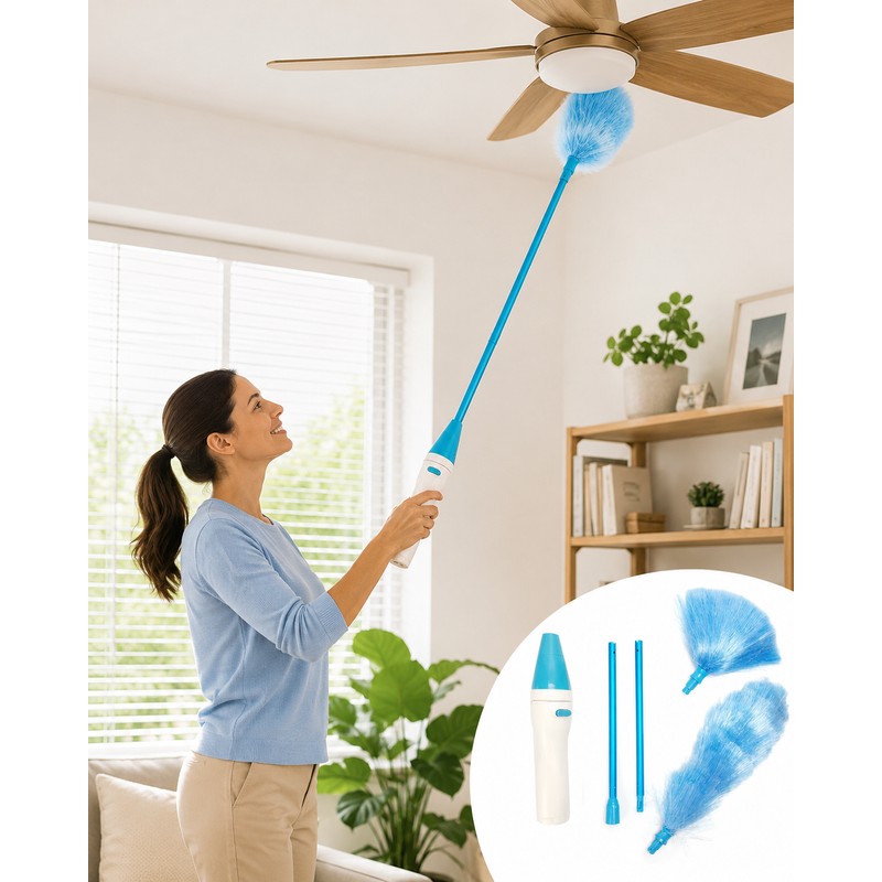 Electric Spin Duster for Household Cleaning – Adjustable Microfiber Dust