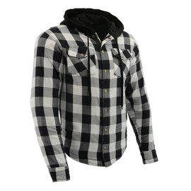 Milwaukee Leather MPM1629 Men's Plaid Hooded Flannel Biker Shirt with CE Approved Armor - Reinforced w/Aramid Fibers - 3X-Large Multi