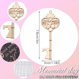 WAYTOSUC 48PCS 65th Birthday Bottle Opener 65 Souvenir Party Supplies Key Opener 65th Baby Birthday Return Gifts Wedding 65th Anniversary Party Decor (48,65th key)
