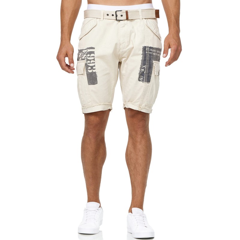 Indicode Men's Jaramillo Cargo Shorts with 6 Pockets, 100% Cotton,