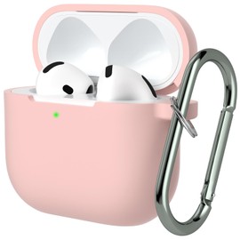 AZF for AirPods 4th Generation Case,Compatible with AirPods 4th Gen (2024) (USB-C), Compatible with MagSafe, Military Grade Soft Silicone Drop Protection Case（with Keychain） (Pink)