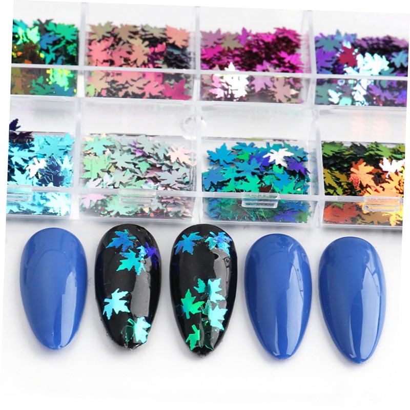FOMIYES Nail Art Glitter Sequin Stickers Maple Leaf Design 2