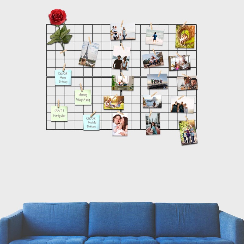 Kakivan Wire Wall Grid Panel for Photo Display, DIY Iron