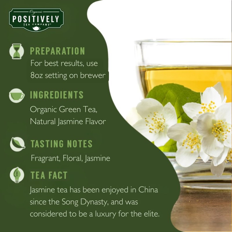Organic Positively Tea Company, Jasmine Green Tea, K-Cup Compatible, 24