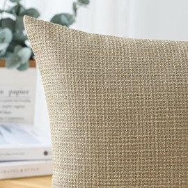 JOTOM Set of 2 Cushion Covers 40x60 cm Linen Light Tan Decorative Throw Pillow Covers 16x24 Inch Lumbar Cushion Case Home Decor Pillowcases for Couch Sofa Living Room Bed (Light Tan)