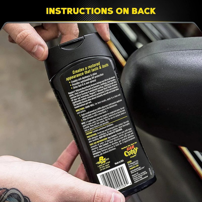 Meguiar's Ultimate Black Plastic Restorer - Enhance Faded Trim with