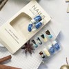 Christmas Press on Nails Medium Square Fake Nails Blue False