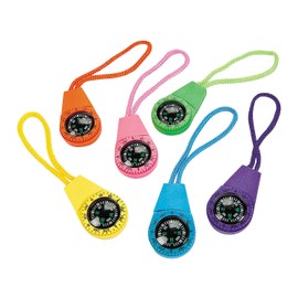 Fun Express Neon Compass On Cord (1 Dozen) - VBS Vacation Bible School Supplies/Decor - Bulk Novelty Toy