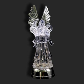 Eldnacele 14" Christmas Water Glittering Angel Figurine, Color Changing Angel Light for Tabletop Deocration Guardian Angel Gift, Praying Angel