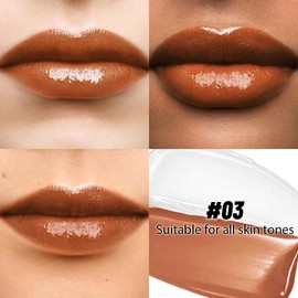 HHLTOH 2-in-1 Matte Liquid Lipstick & Clear Lip Gloss, Long Lasting Waterproof Smudge Proof 24 Hour Lip Color Stain, Non Stick & Non Fading, Vegan Matte Makeup Lip Stain for Women, Cold Tan Brown #03