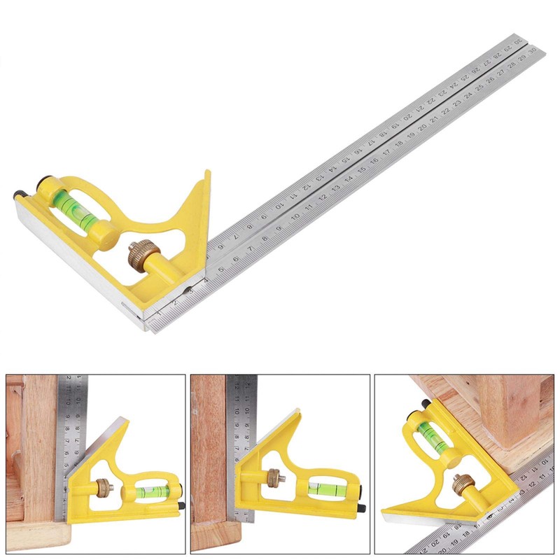 Combination Square, Stainless Steel Combination Square Adjustable Length for Woodworking