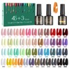 SINZONeu Gel-Nagellack-Set, 45 lebendige Farben, sichere Inhaltsstoffe, langanhaltend, mit Unterlack,