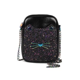 Cute Crossbody Purse for Teen Girls Sparkly Cat Purse and Small Crossbody Bags for Women Gift with Chain Strap