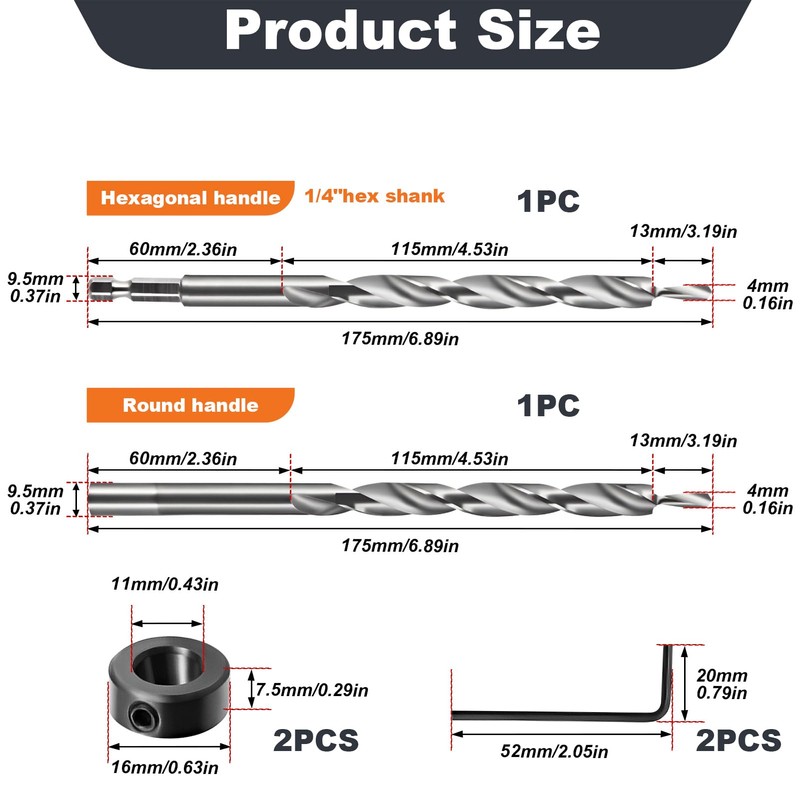 2PCS 9.5mm(3/8”) Pocket Hole Jig Kit, Pocket Hole Drill Bit