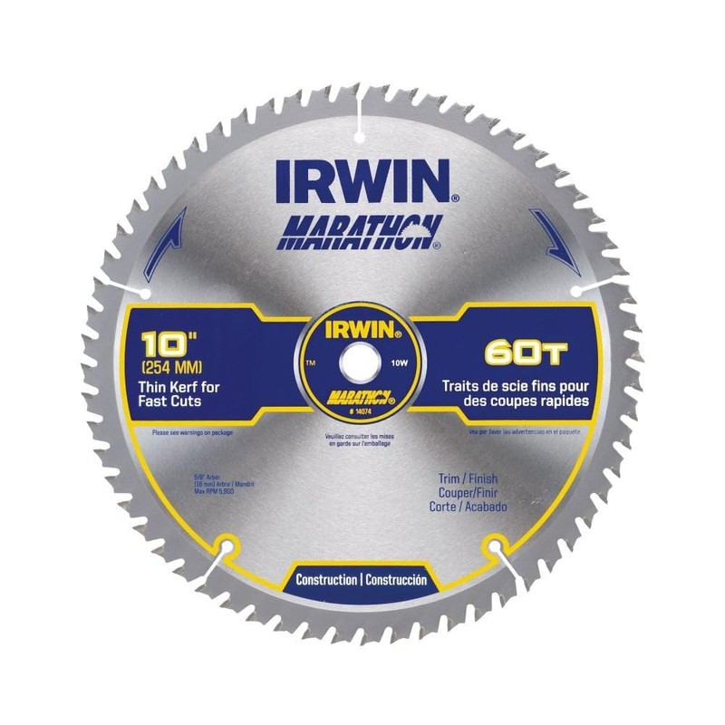 IRWIN Tools MARATHON Carbide Table/Miter Circular Blade, 10-Inch, 60T (14074)