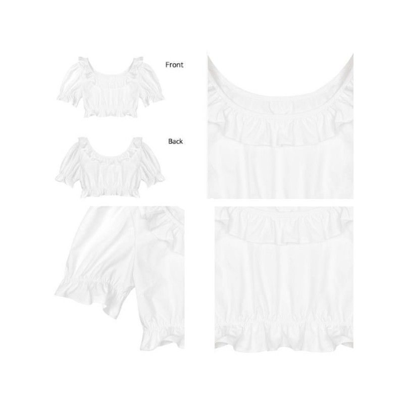 LARTIGENT L17 Puff Crop Blouse 1ea, Type:Brown